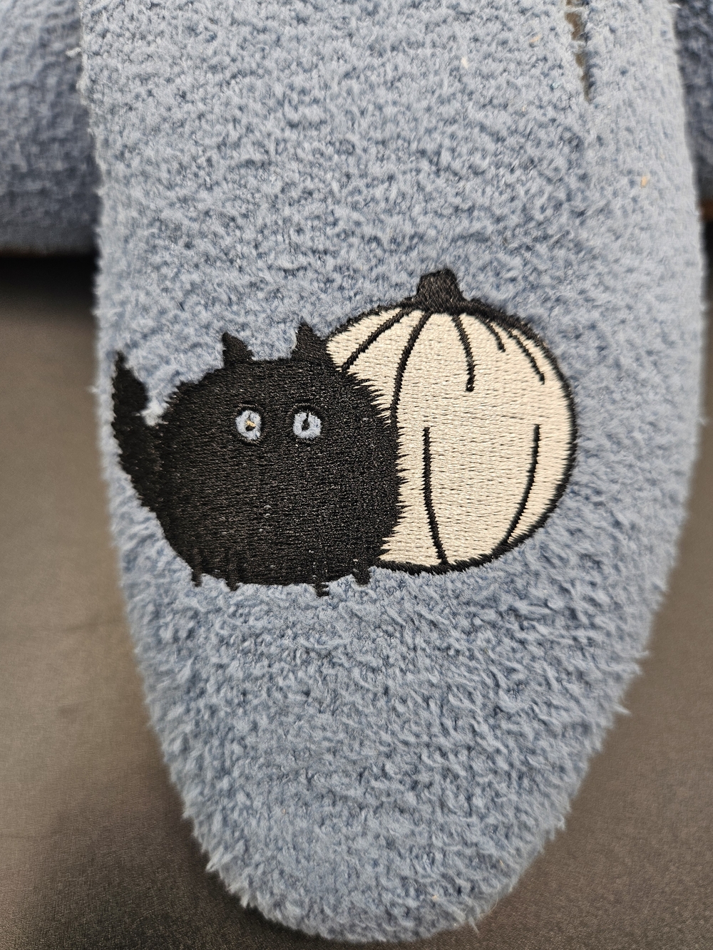 VIVAIA Audrey Blue Terry Knit Flats Cat Pumpkin Embroidery EU 40 / US 9 Soft - Picture 7 of 10